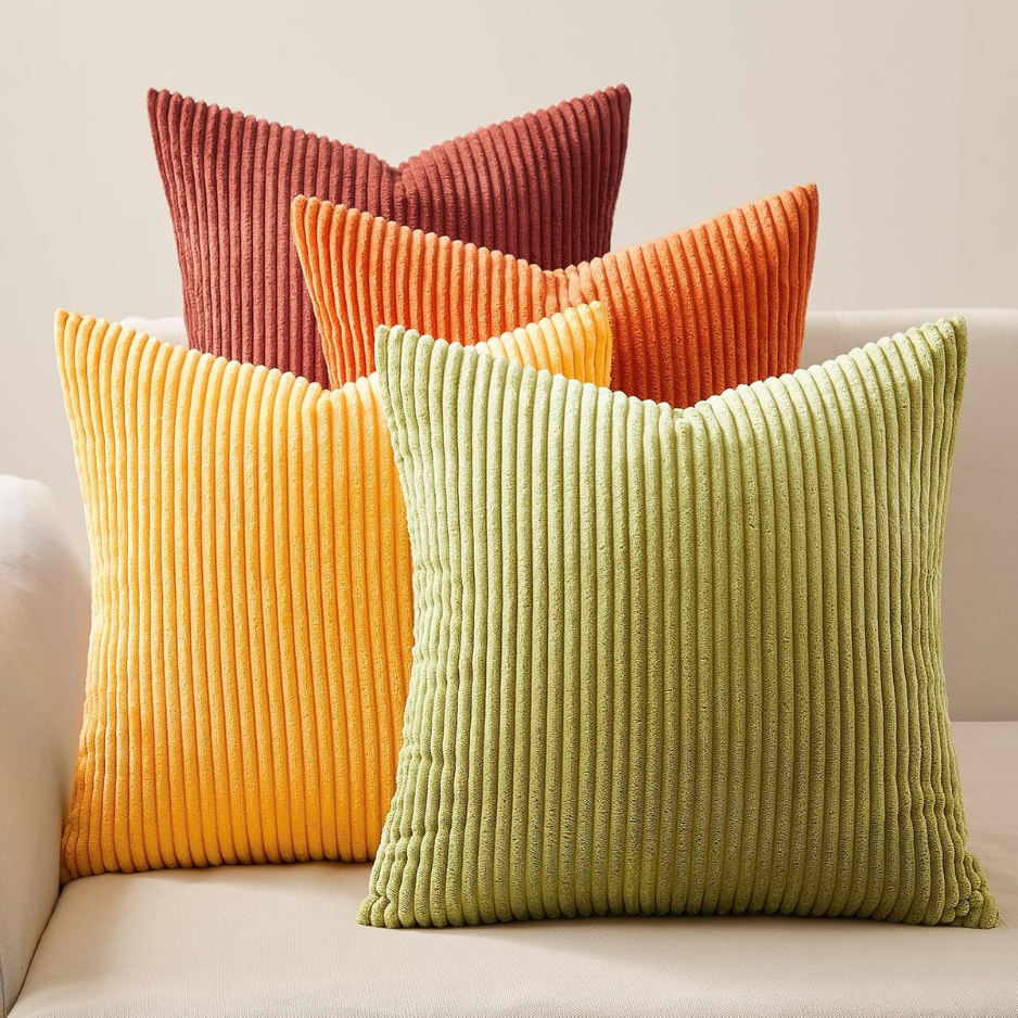 Fall Burnt Orange Decorative Throw Pillows Covers 18x18 Inch Set Of 4