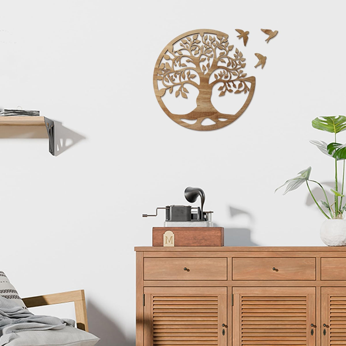 Wooden Tree Of Life Wall Art 12 Inch Round, Tree Wall Decor