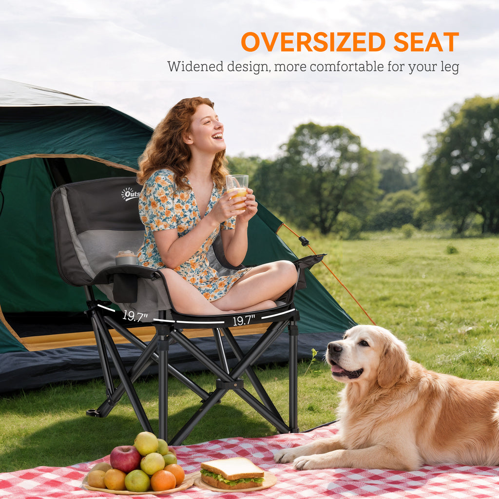 Padded Folding Camping Chair with Cup Holders