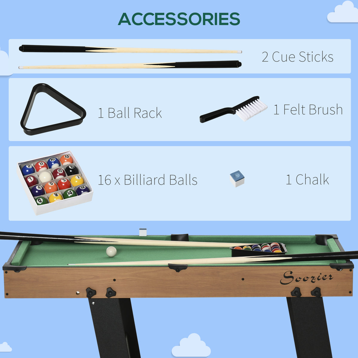 38 Mini Pool Table Set Tabletop Billiards Game, Fun For Whole Family