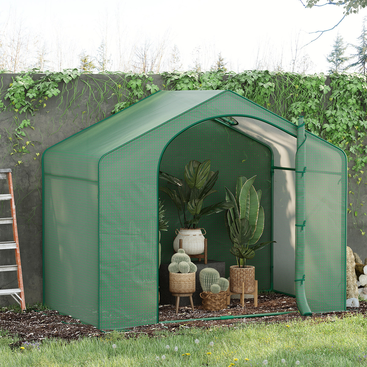 6 X 3 X 5 Portable Walk-in Greenhouse, PE Cover, Steel Frame Garden