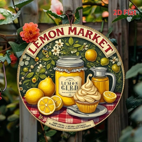 1pc Vintage Lemon Tin Sign 20x20cm, "" Tin Sign 20x20cm, 20x20cm, Retro