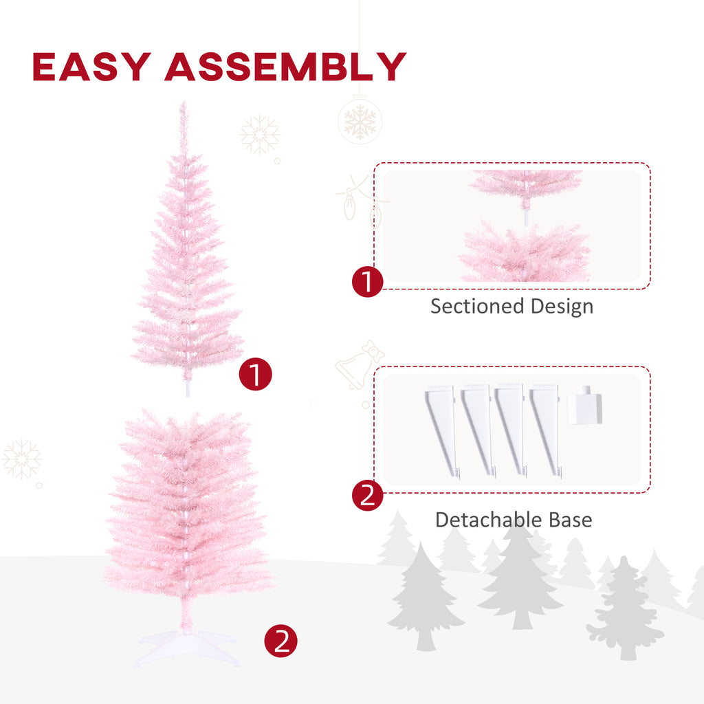 5' Artificial Pencil Christmas Tree, Slim Xmas Tree With 294 Realistic