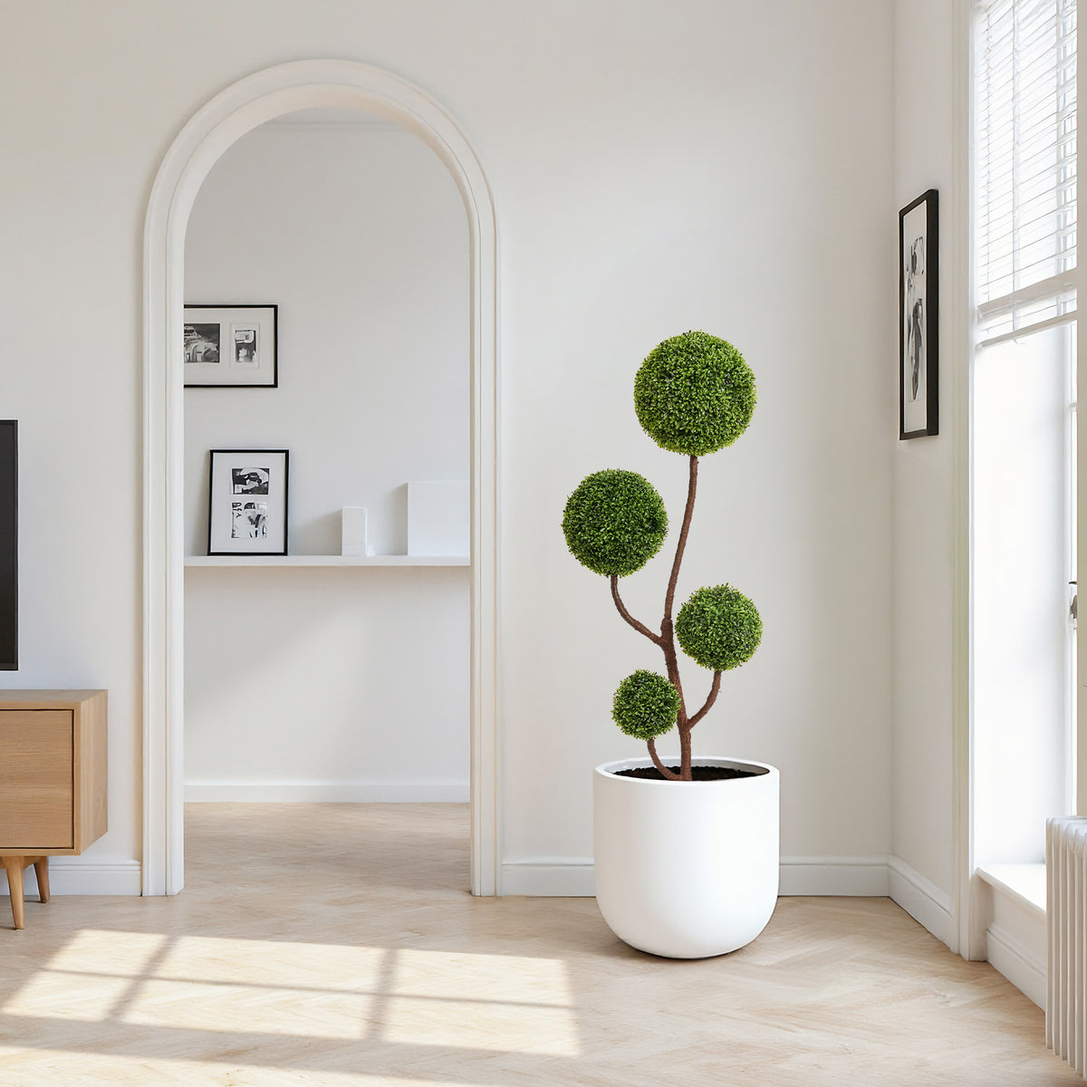 Artificial Boxwood Topiary Tree, 5FT Tall Triple Ball-shaped Faux Plant