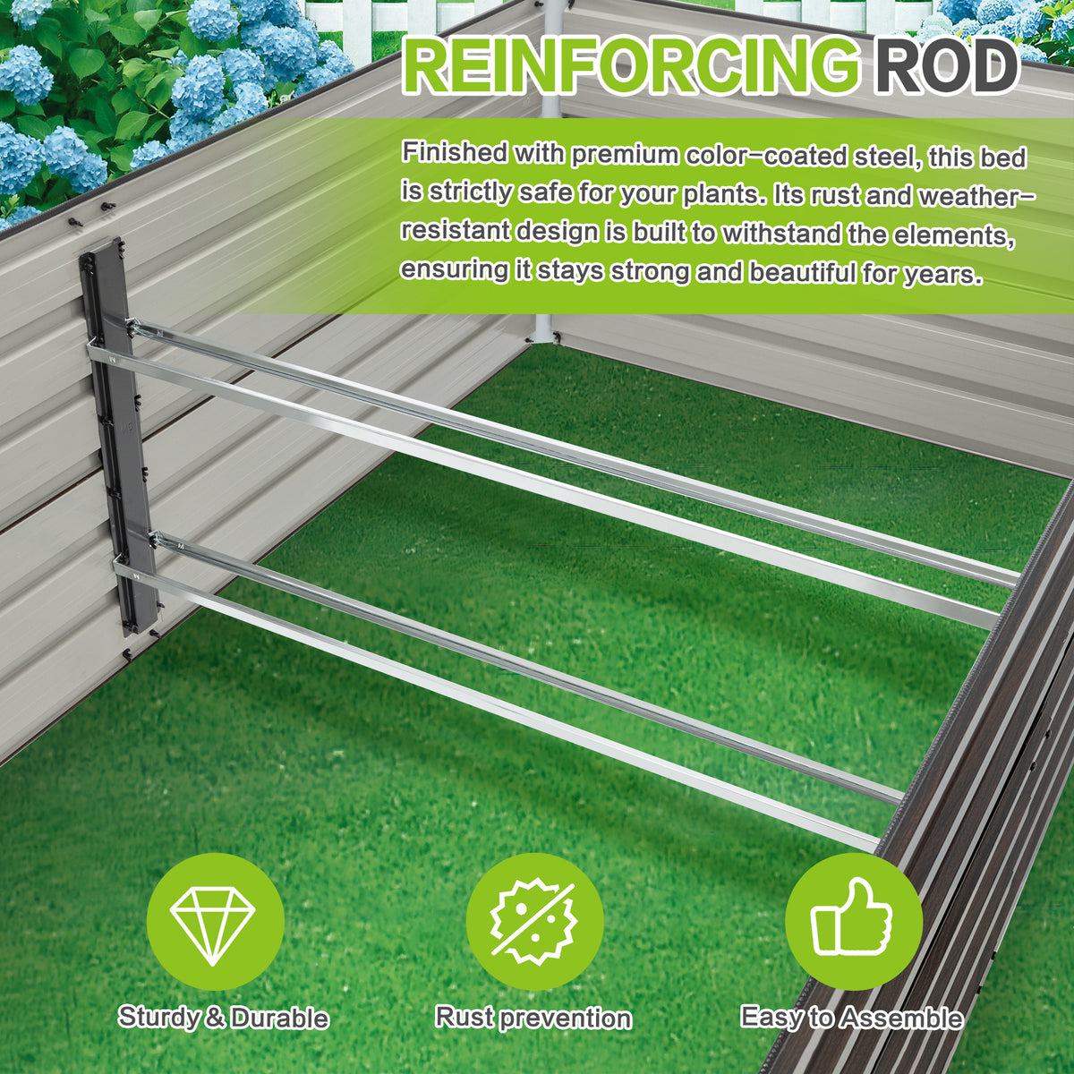 Woodgrain Aesthetic & Metal Strength: 8x4x2FT Galvanized Raised Garden