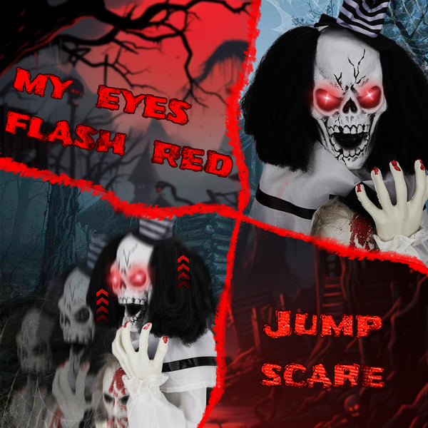 1.8ft Halloween Decoration Scary Clown, Sound-actived Party Decor