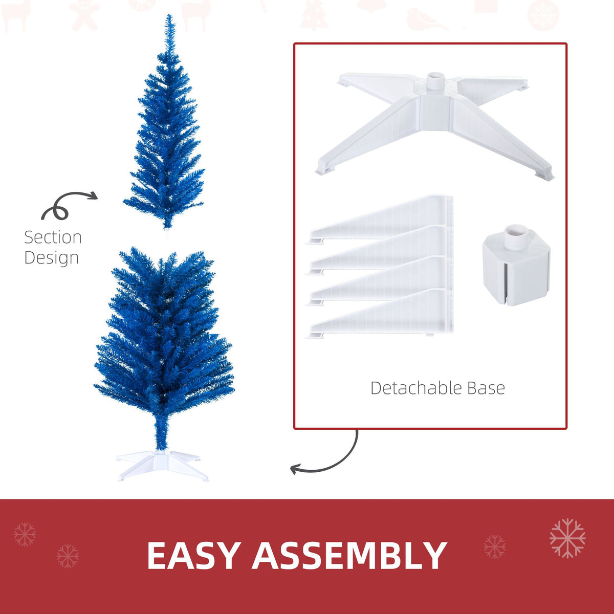 5FT Decorated Christmas Tree, Pencil Christmas Tree With 294 Realistic