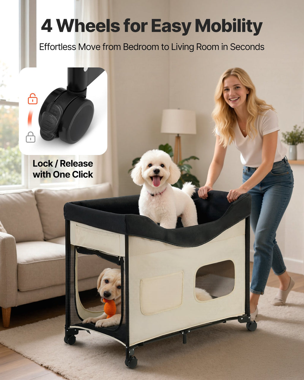 Elevated Lounge Pet Bed, Foldable Bunk Dog Bed With 600D Oxford Cloth