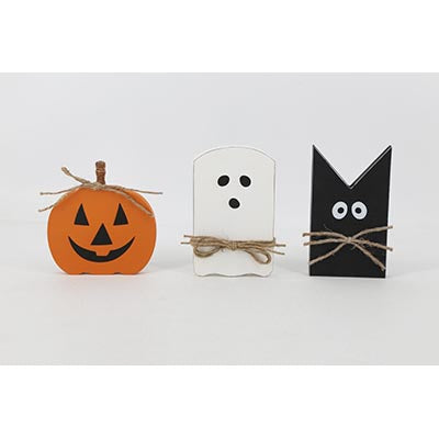 Set Of 3 Halloween Holiday Table Decor, White: 4.8x8" Black: 4.5x8"