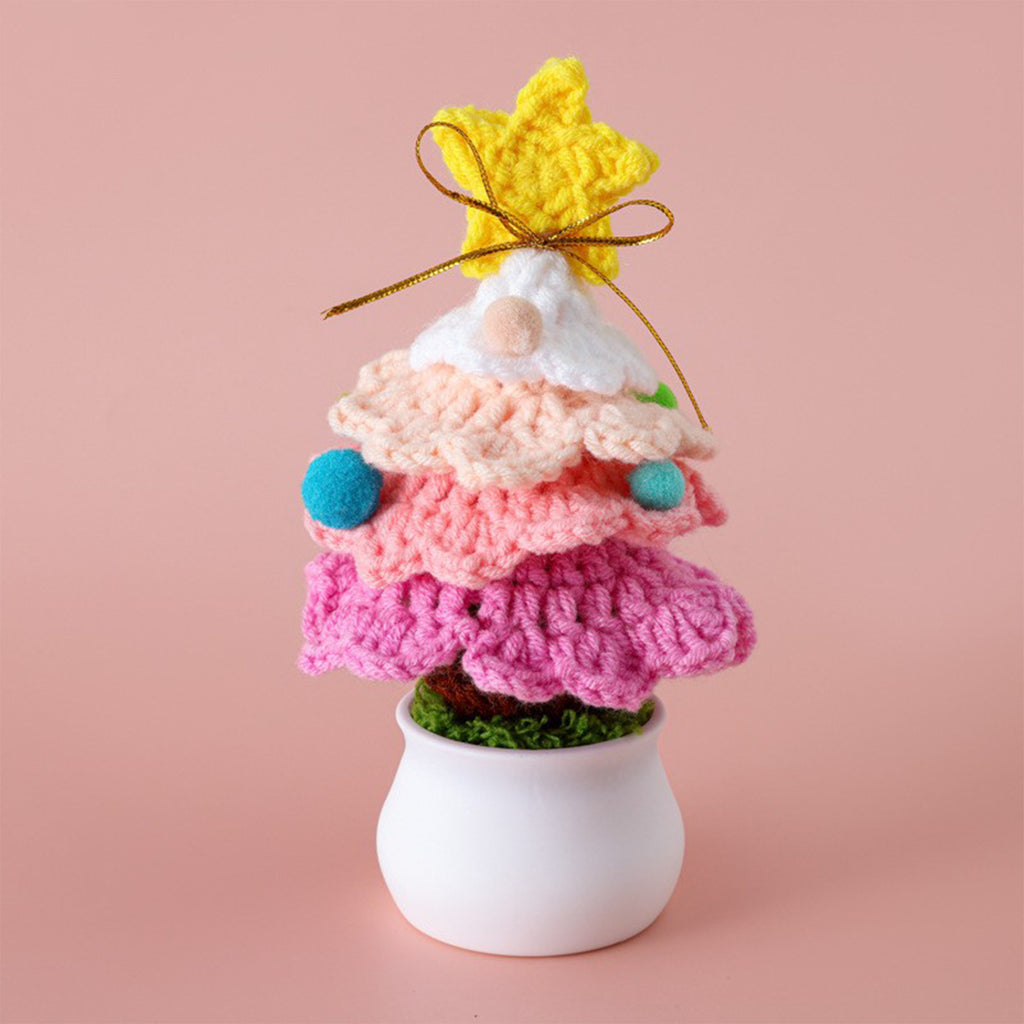 Knitted Mini Xmas Tree Simulation Crochet Xmas Tree Bonsai Ornament