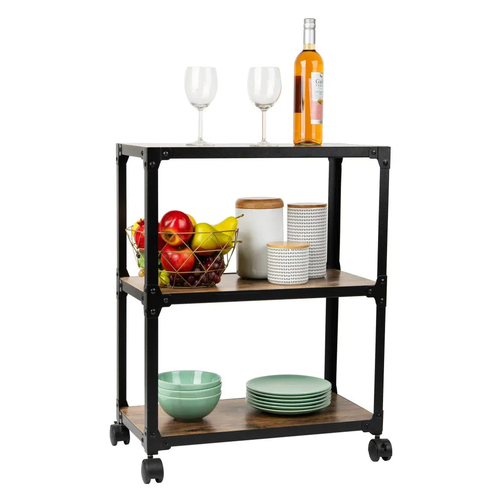 Multipurpose Rolling Cart With 3 Tiers, Mobile Officestorageorganizer