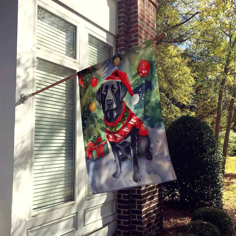 Black Labrador Retriever Christmas House Flag Large Porch Sleeve Pole