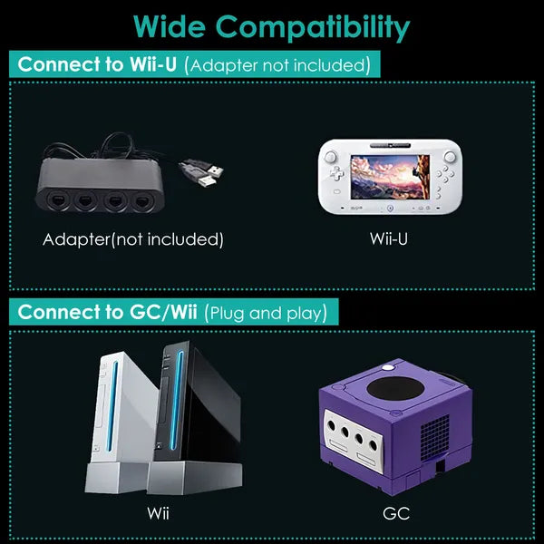 Shock Wired Game Controller Gamepad Compatible With Nintendo Wii