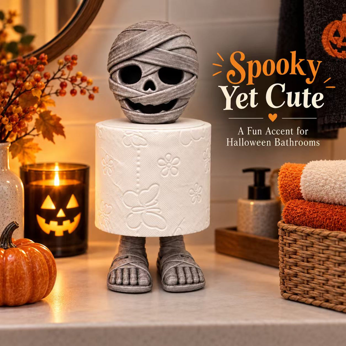 Halloween Mummy Toilet Paper Holder, 3D Printed Cute Mummy Bathroom