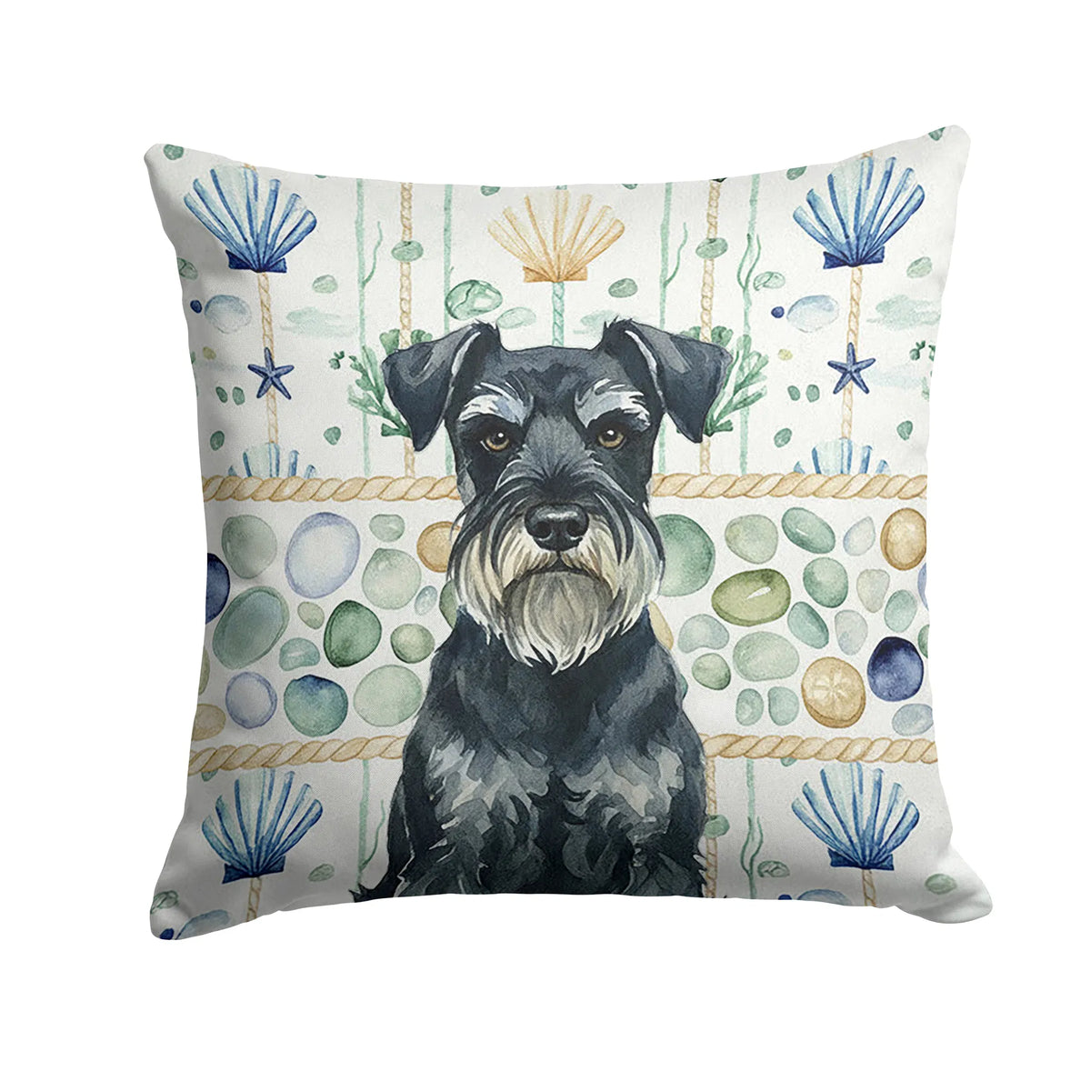 Standard Schnauzer Coastal Sea Glass Throw Pillow Decorative Indoor