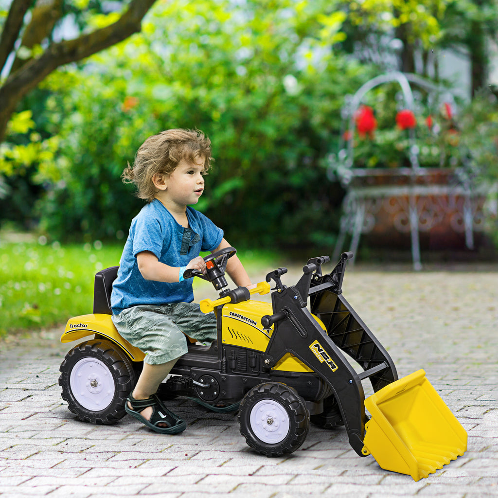 Kids Ride On Excavator, Pedal Go Kart With Front Loader Digger For 3