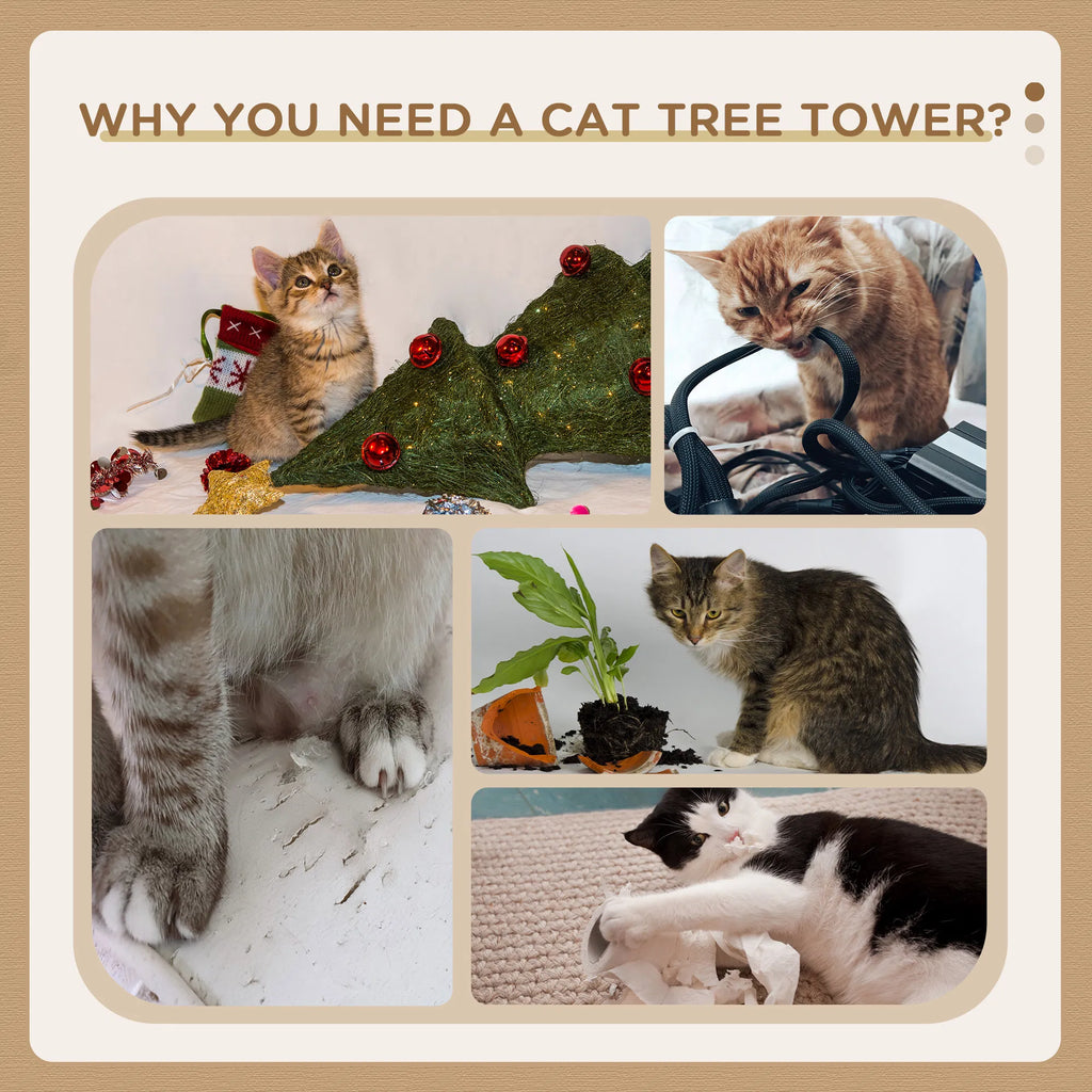 46" Scratching Cat Tree Multi Level Activity Center Kitty Condo