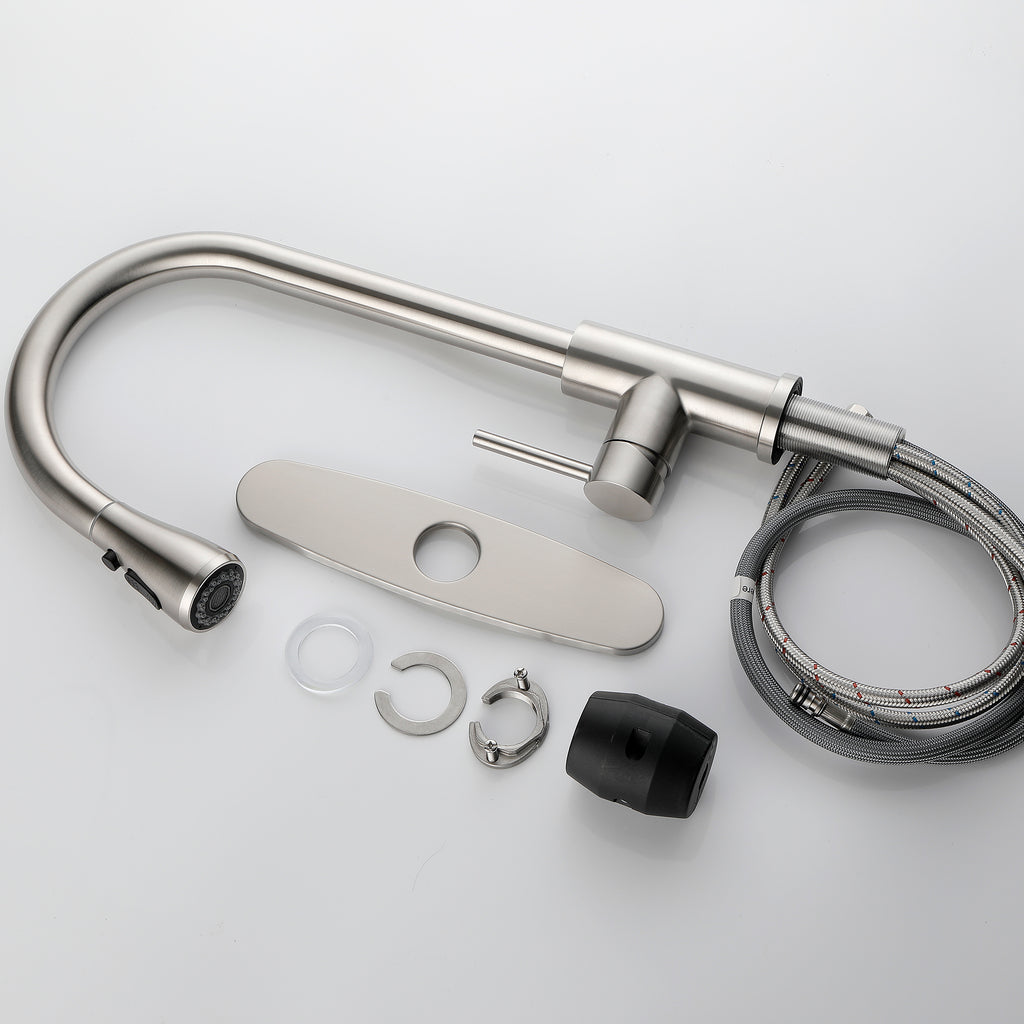 Single Handle High Pull Out Kitchen Faucet, Single-stage Stainless