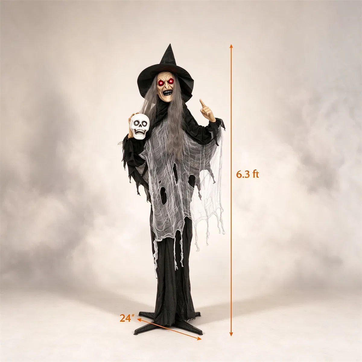 6.3FT Halloween Animatronic Witch, Sound Activated Talking Witch