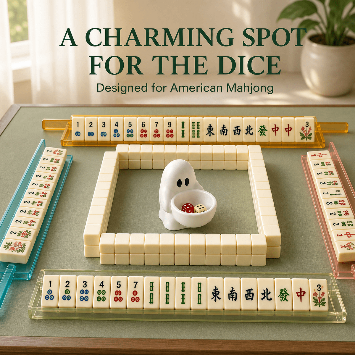 Ghost Mahjong Dice Holder, 3D Printed Ghost Dice Tray For American