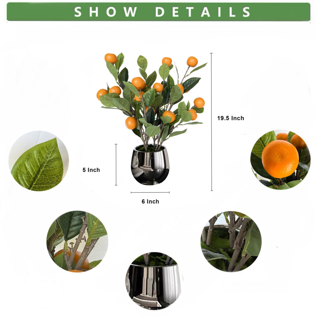 Artificial Orange Tree With Silver Planter Faux Fruit Tree Home Decor