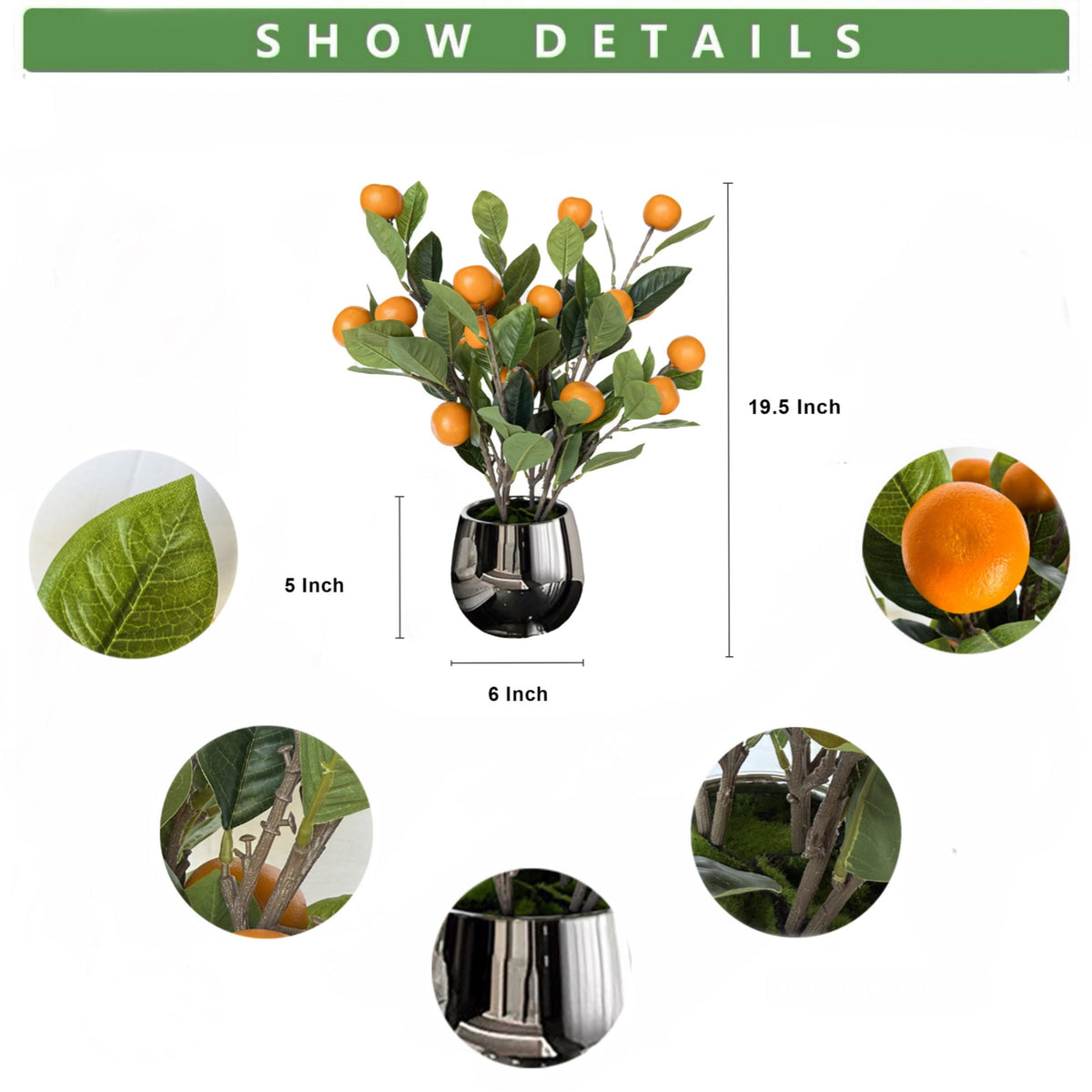 Artificial Orange Tree With Silver Planter Faux Fruit Tree Home Decor