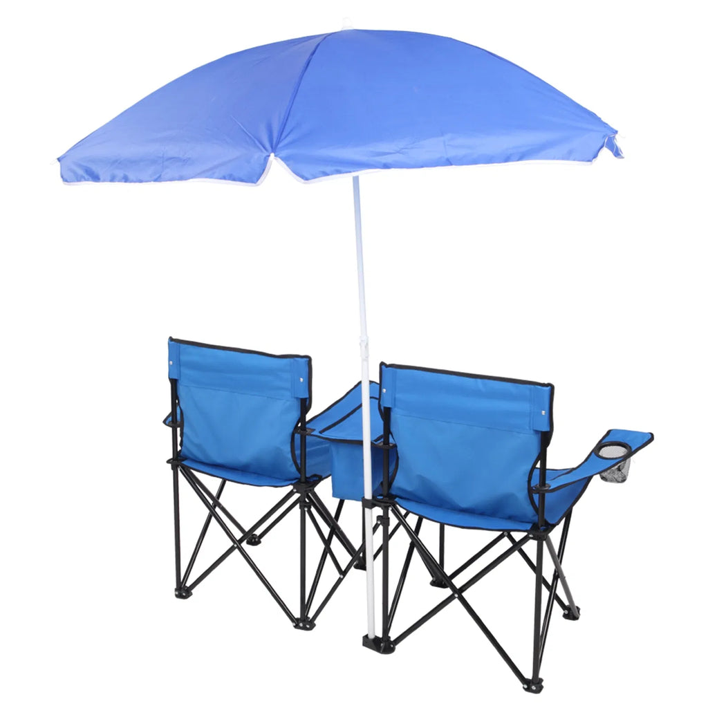 2-Seat Folding Chair with Removable Umbrella