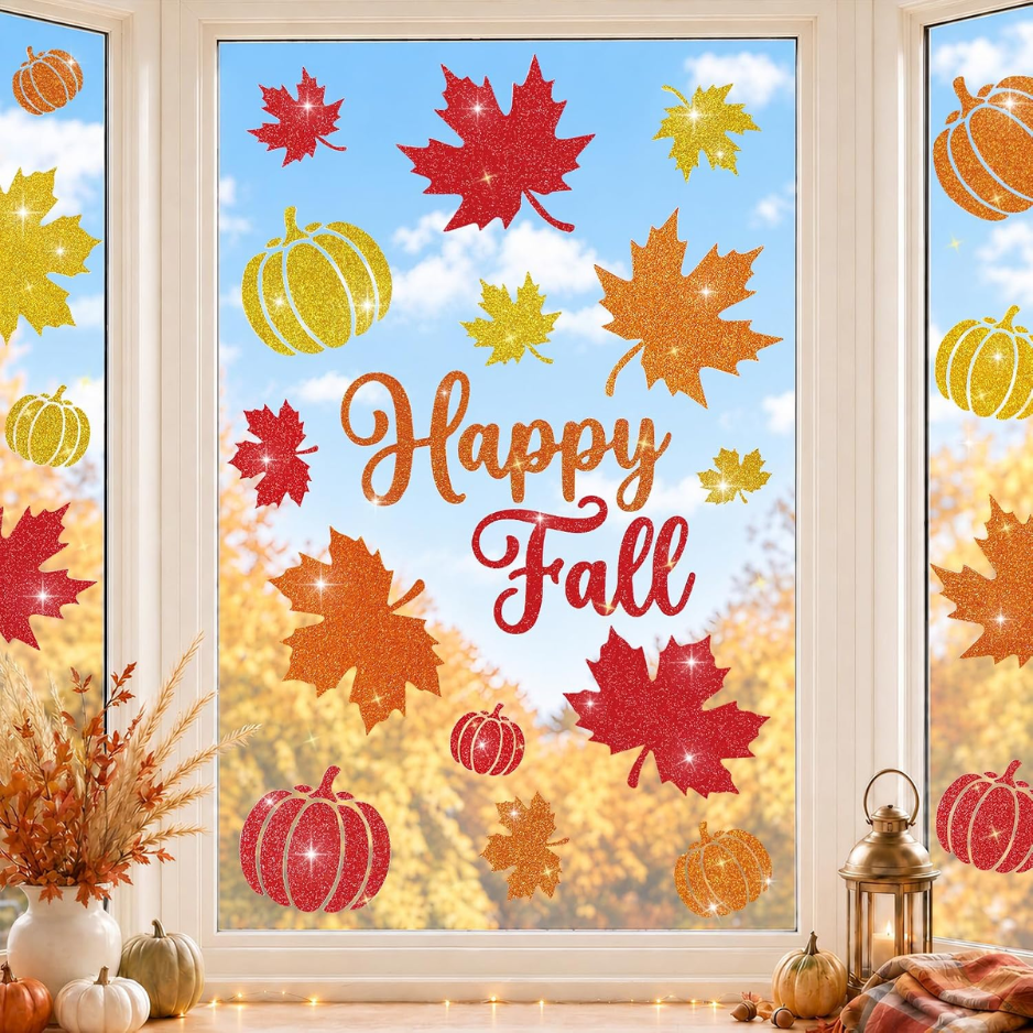 Fall Window Clings Autumn Thanksgiving Window Stickers Decals Decor 6