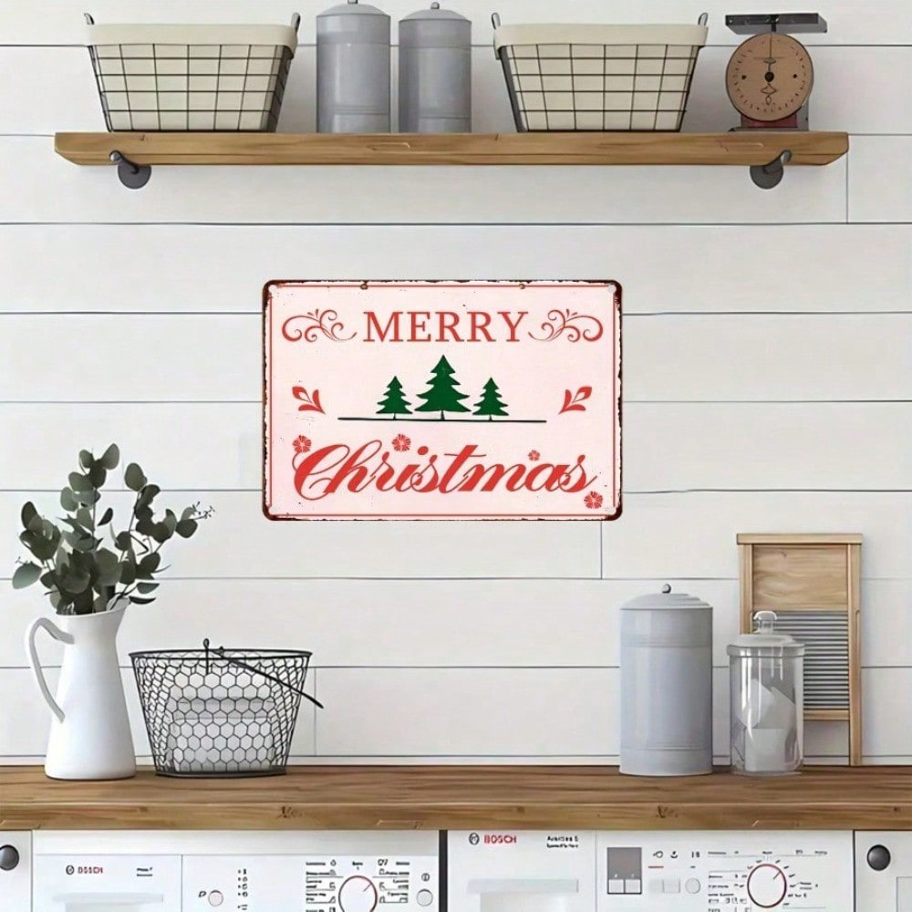 Retro Christmas Tree Tin Sign, Metal Wall Decor -pink 8x12 Gift-ksign