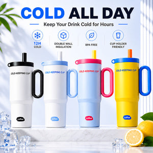 26oz Insulated Tumbler With Handle & Straw, Stainless Steel Cold Cup