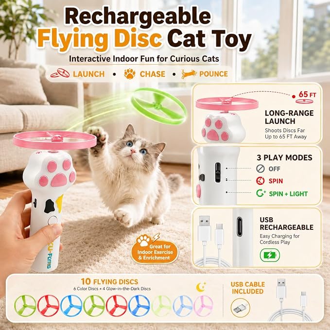 Interactive Cat Toy Launcher For Kittens, Automatic Toy Dispenser