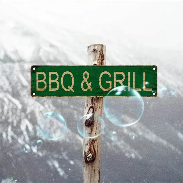 Vintage Aluminum BBQ Sign UV Printed Metal Plaque Waterproof Dustproof
