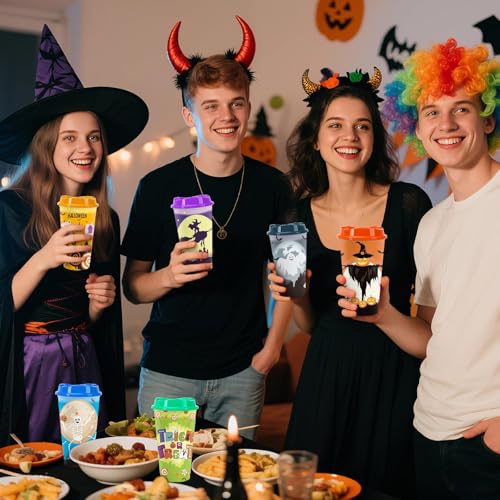 12pcs Halloween Color Changing Cups, 16Oz Reusable Plastic Coffee Cups