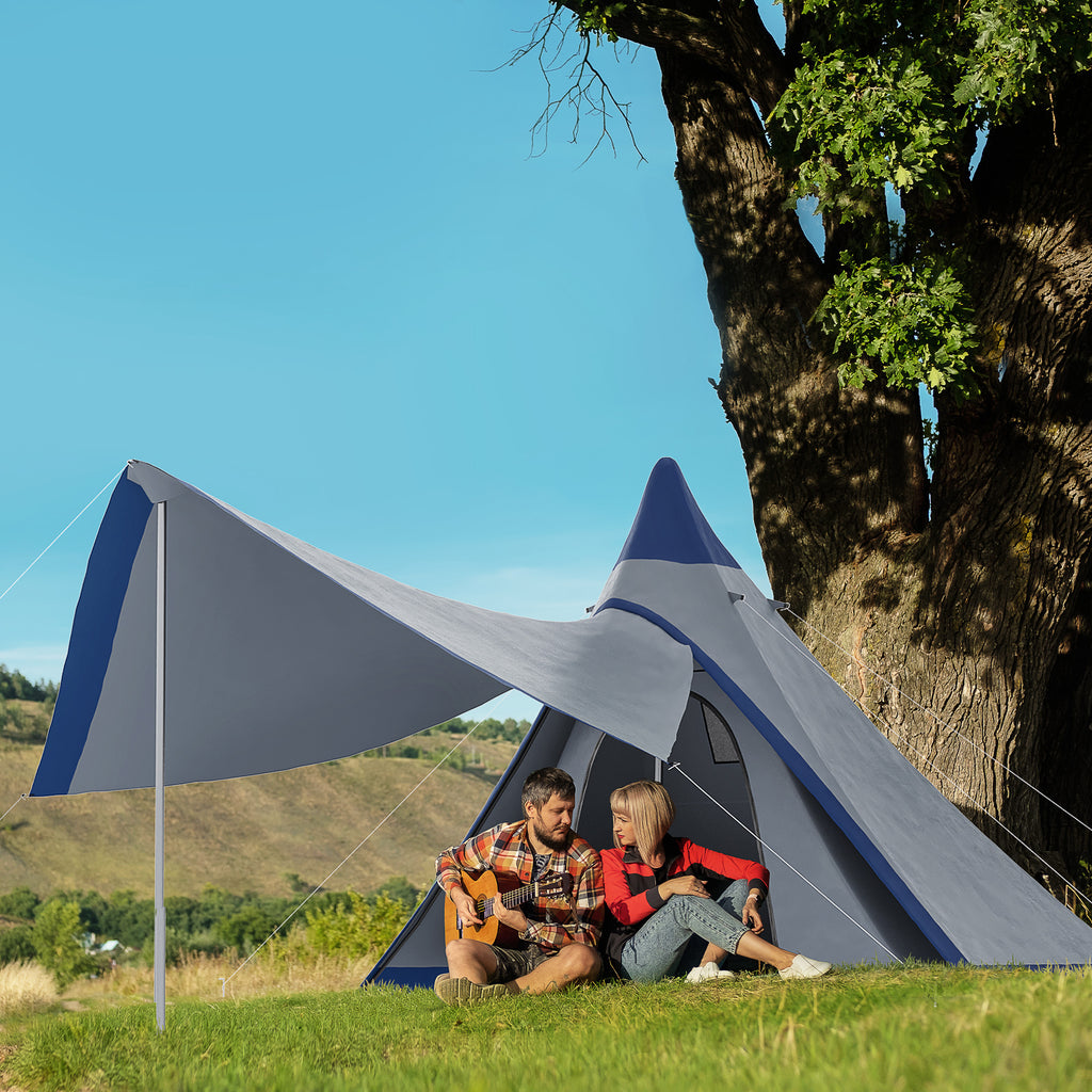 15.4x15.4x8.5 Teepee Tent, Waterproof Camping Tent With Porch Area