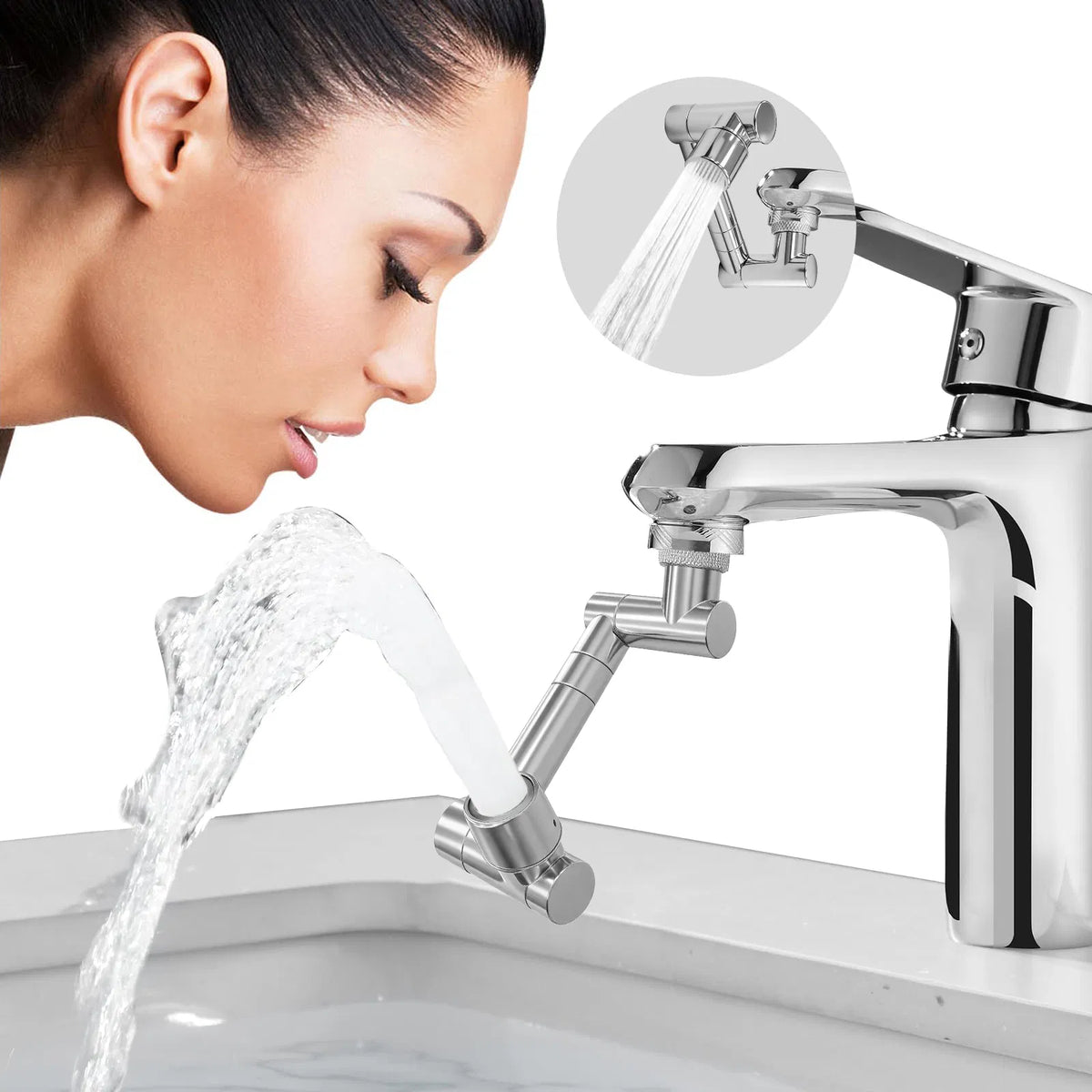 1440 Swiveling Faucet Extender, Brass Metal Robotic Arm Aerator