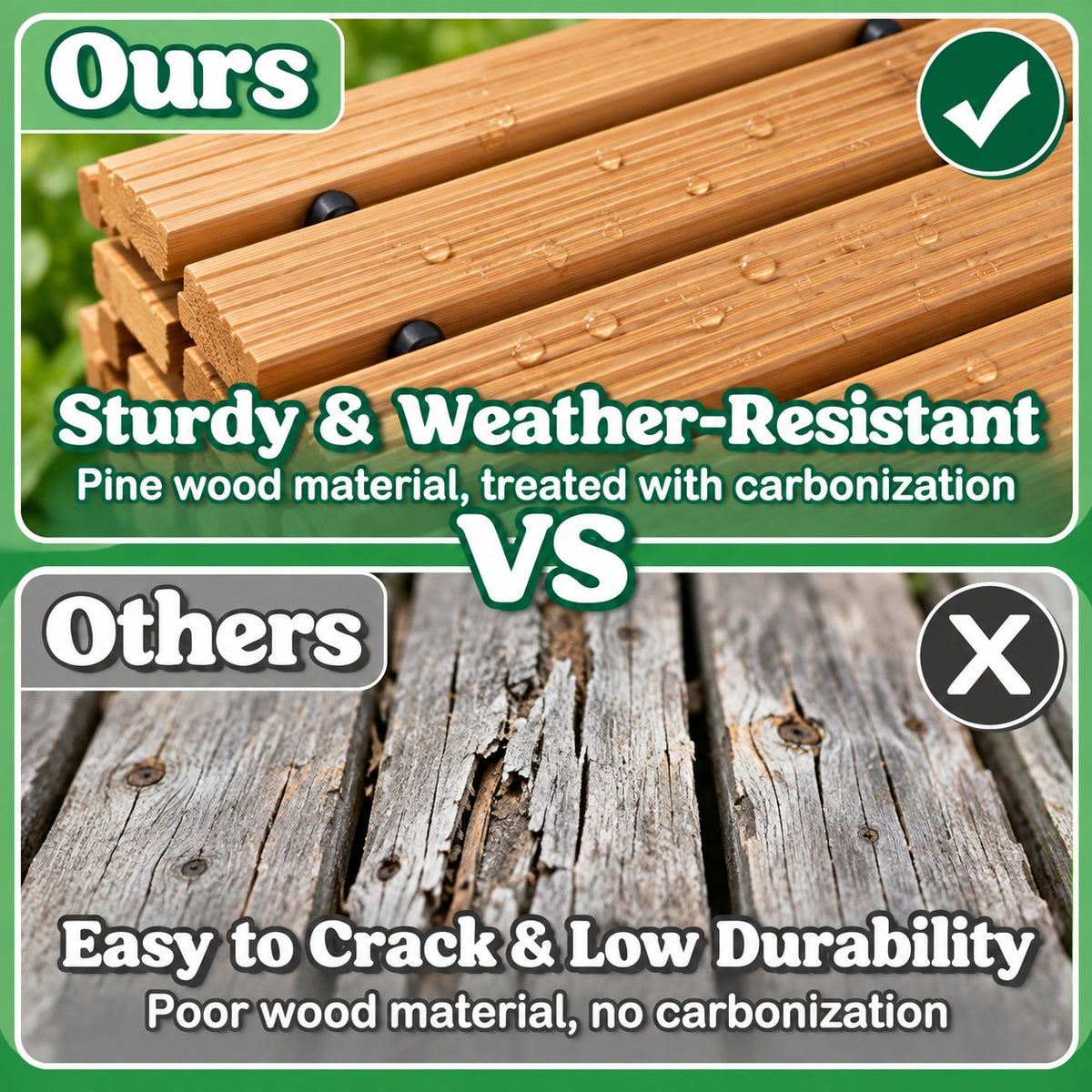 Roll-out Wooden Walkway Mat, 1.5 Cm Thick Portable Garden Pathway