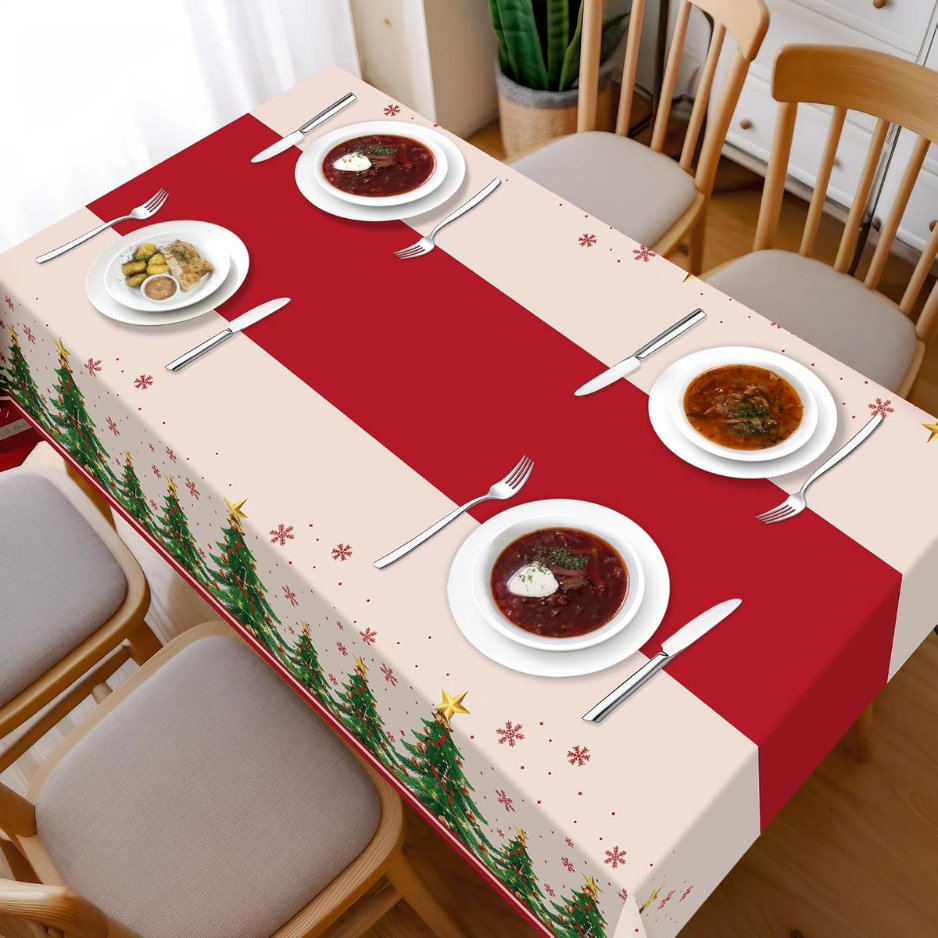 2 Pack Christmas Tablecloths,christmas Party Decoration,54 X 108 Inch