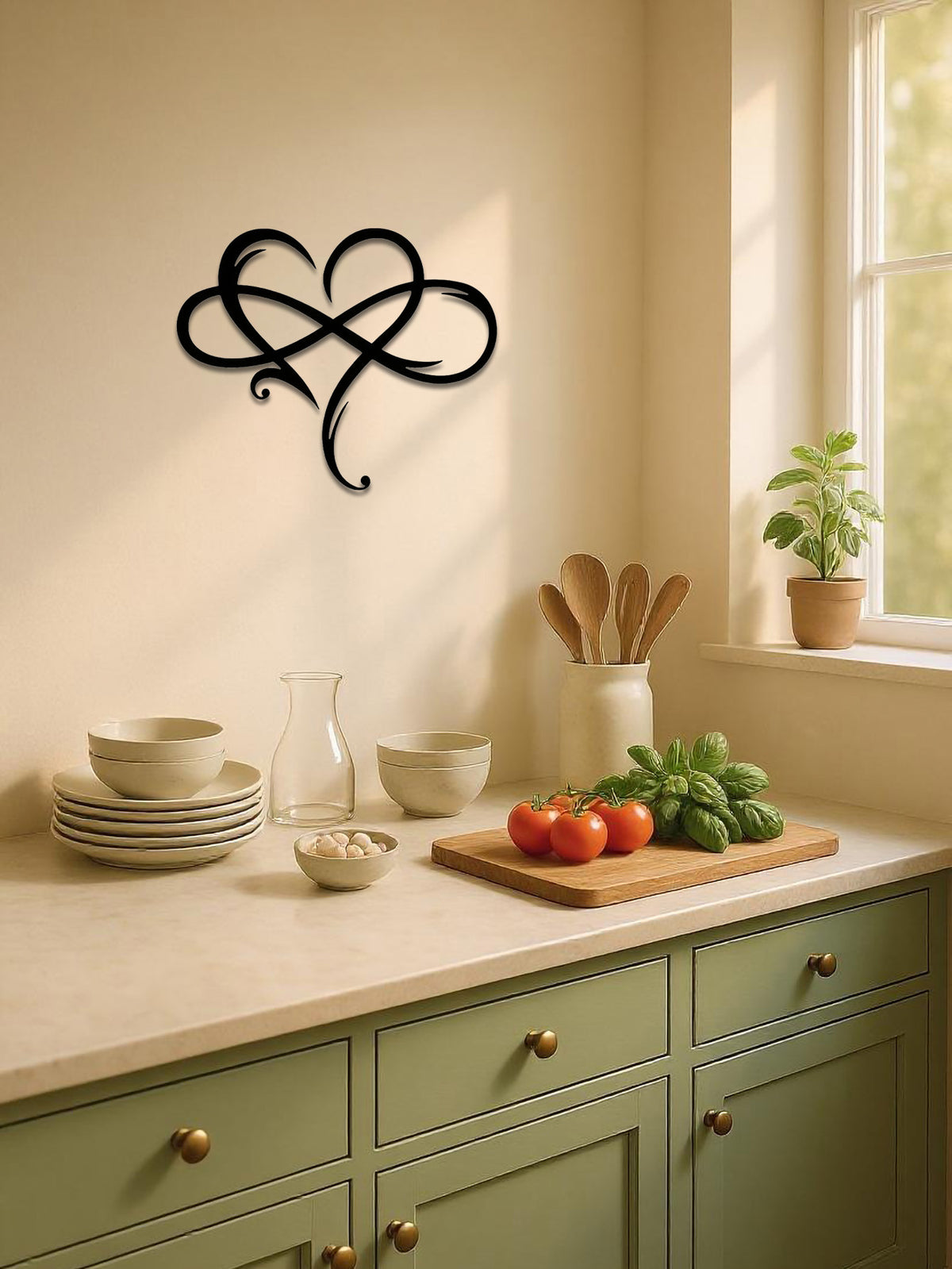 1pc Infinity Heart Metal Wall Decor Black,heart Love Sign Plaque