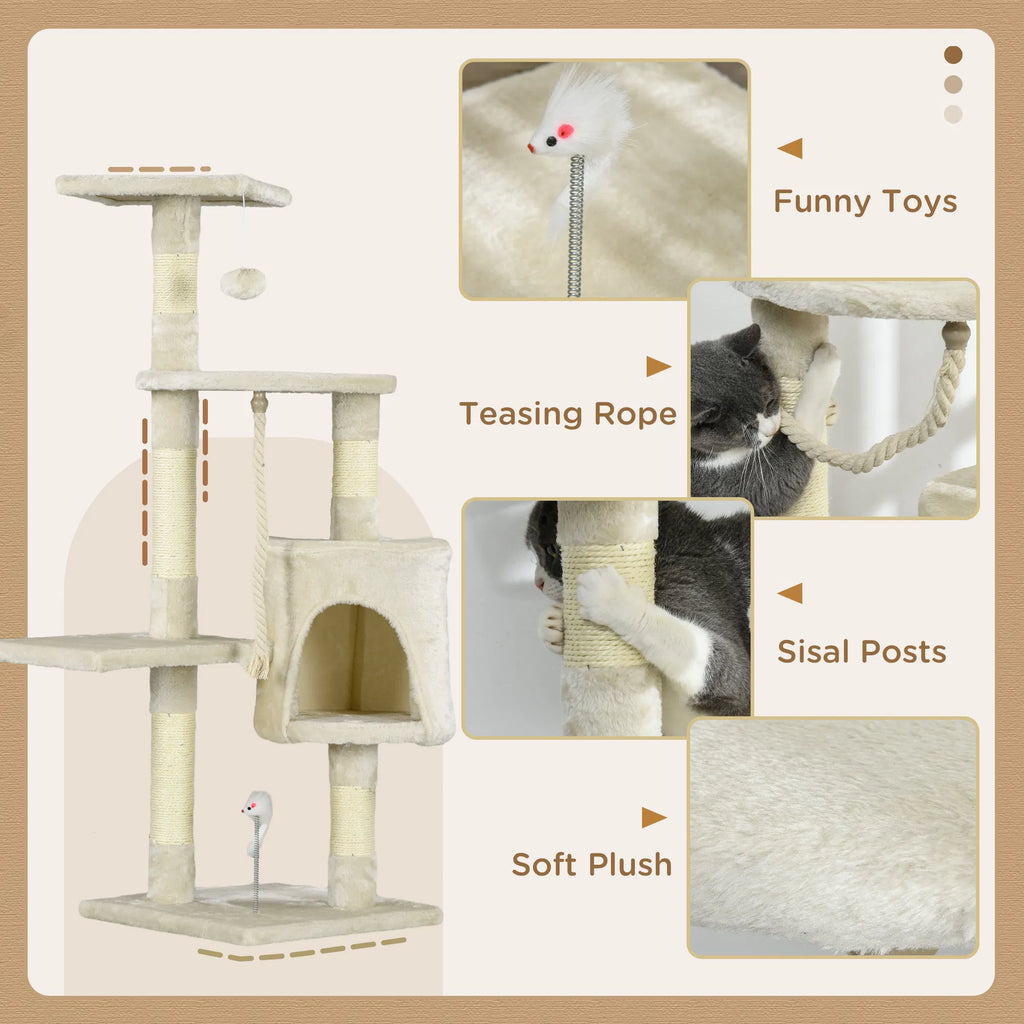 46" Scratching Cat Tree Multi Level Activity Center Kitty Condo