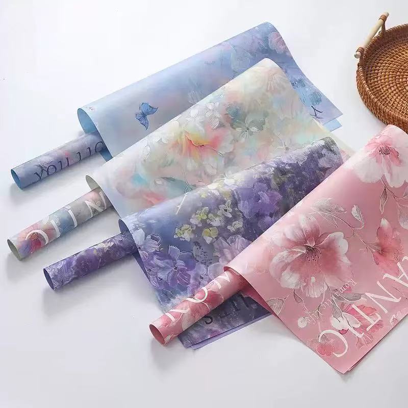 10 Sheet Of Double Sided Flower Wrapping Paper
