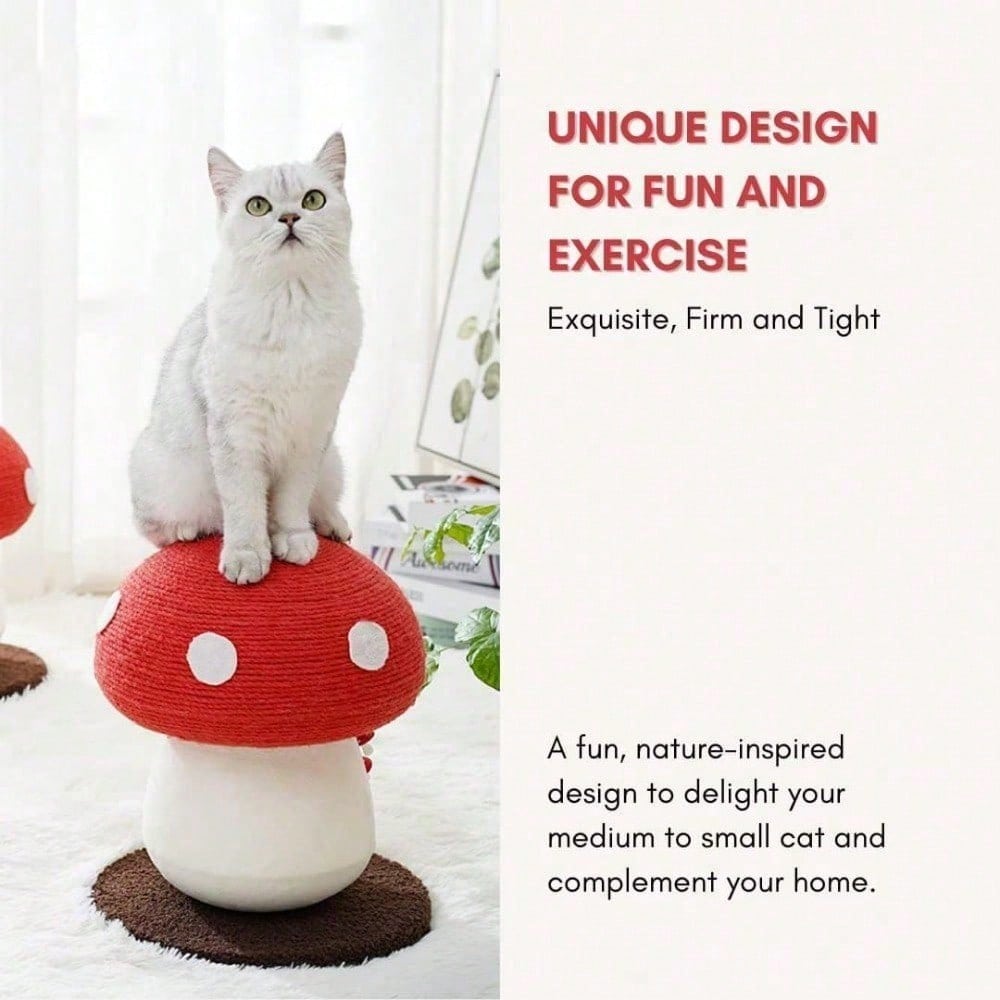 Mushroom Cat Scratching Post Unique Design, Sisal Wrapped, Ideal