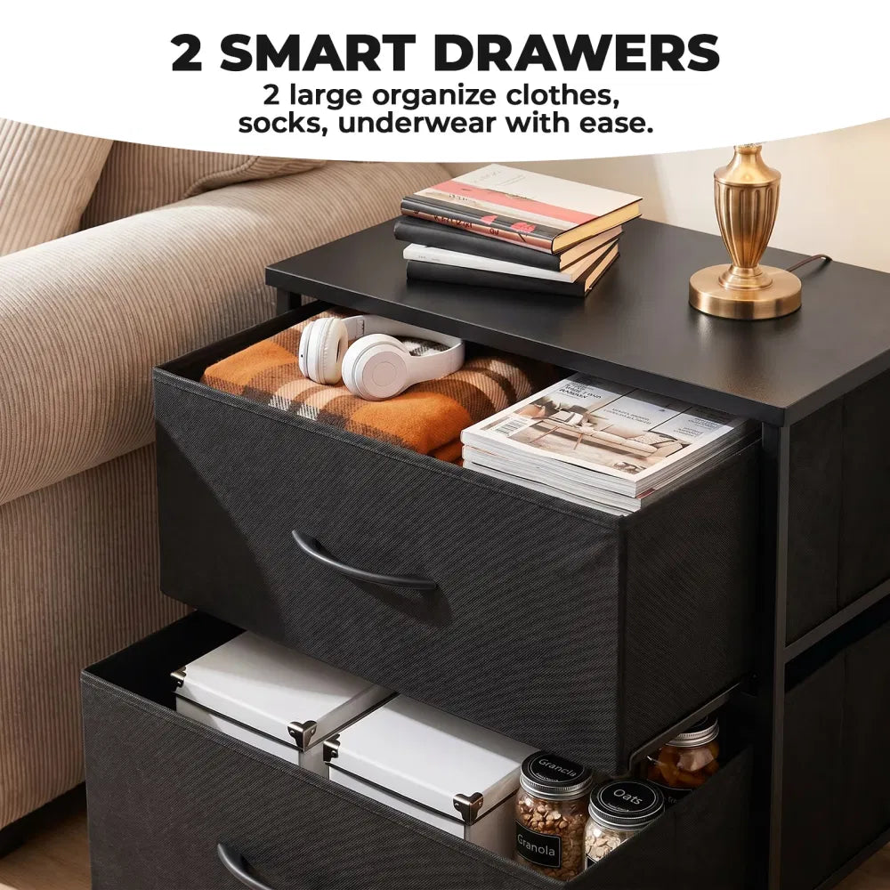 2-Pack 2/4-Drawer Dresser With Metal Frame & Wood Top
