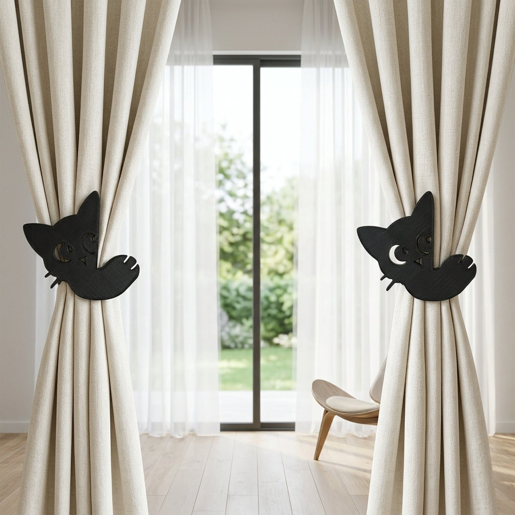 3D Printed Cat Curtain Tieback, Cute Cat Curtain Holder, Decorative