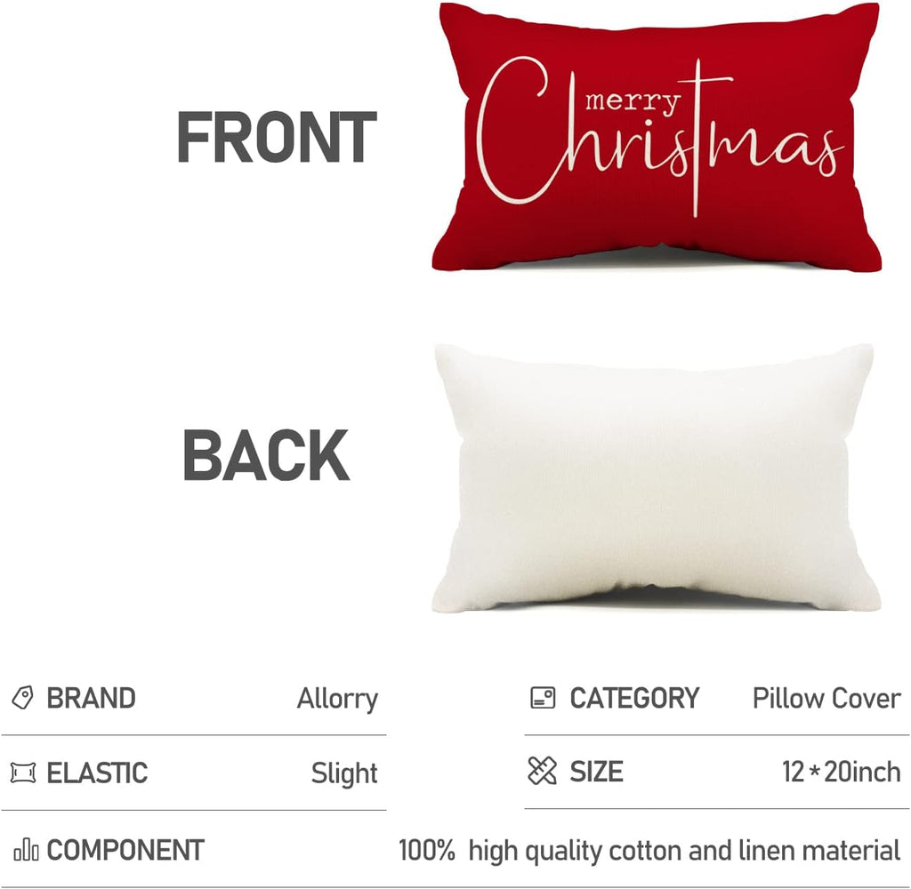Christmas Pillow Cover, Merry Christmas Decorative Throw Pillow Case