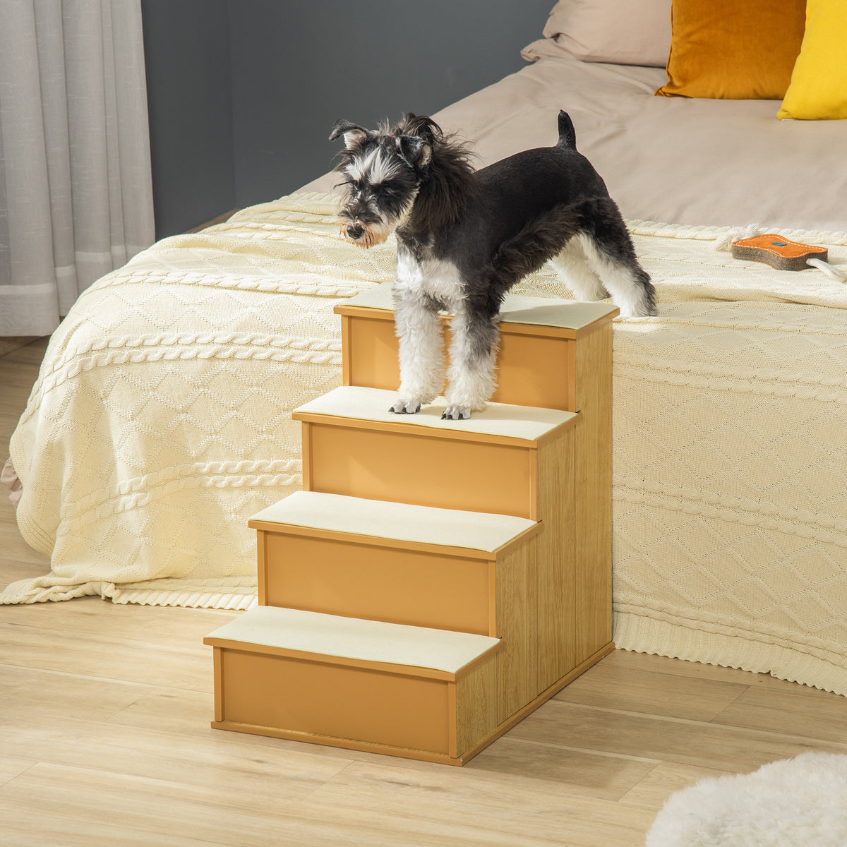 Pet Stairs, Small Pet Steps With Cushioned Removable Covering For Dogs