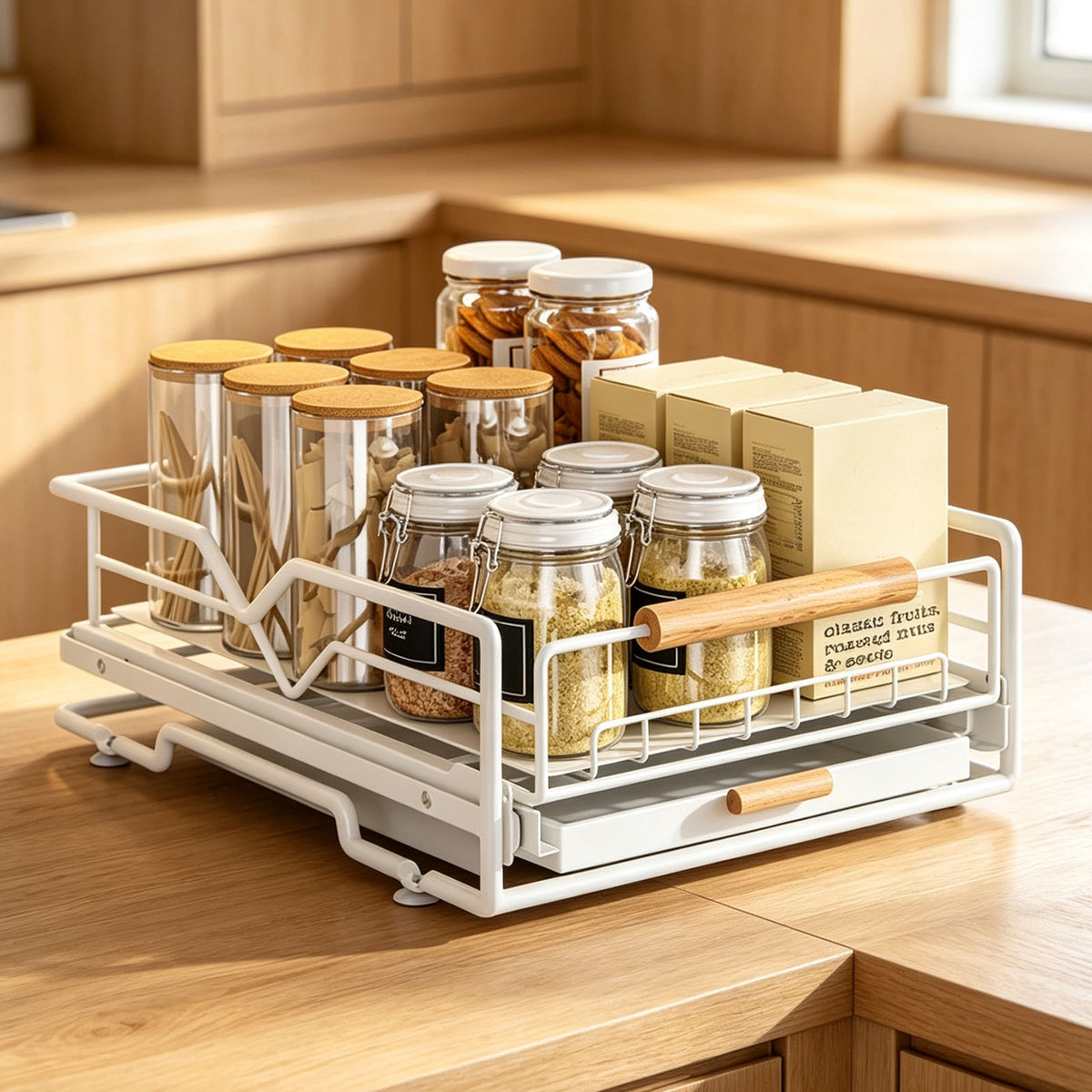 Pull Out Cabinet Organizer Iron Slide Out Storage Drawer Under Sink