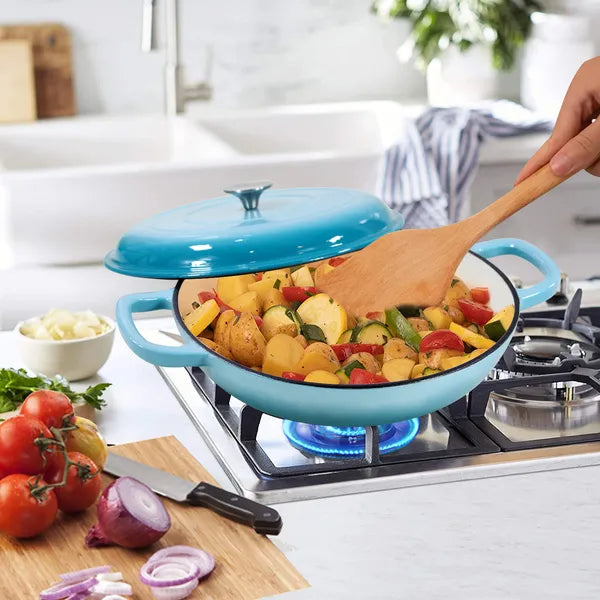 Cookwin Cast Iron Casserole Braiser 3.8 Quart Heavy Duty Casserole