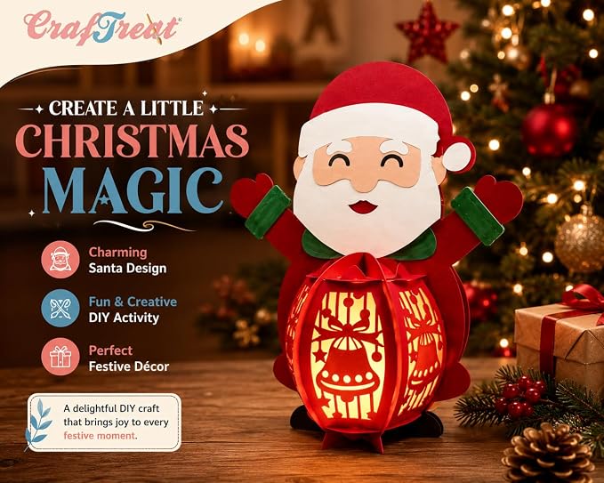 Santa Paper Lantern DIY Christmas Craft Kit, Reusable Hanging Holiday