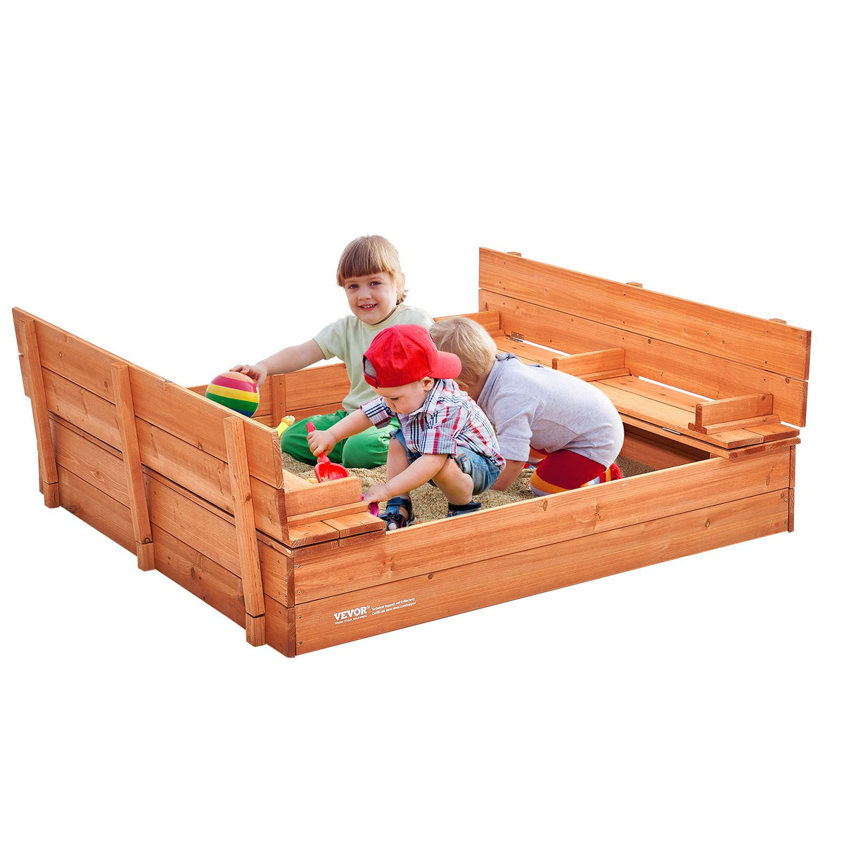 Wooden Sandbox, 52.4 X 47.2 X 16.9 In Sand Box, Sand Pit With Foldable