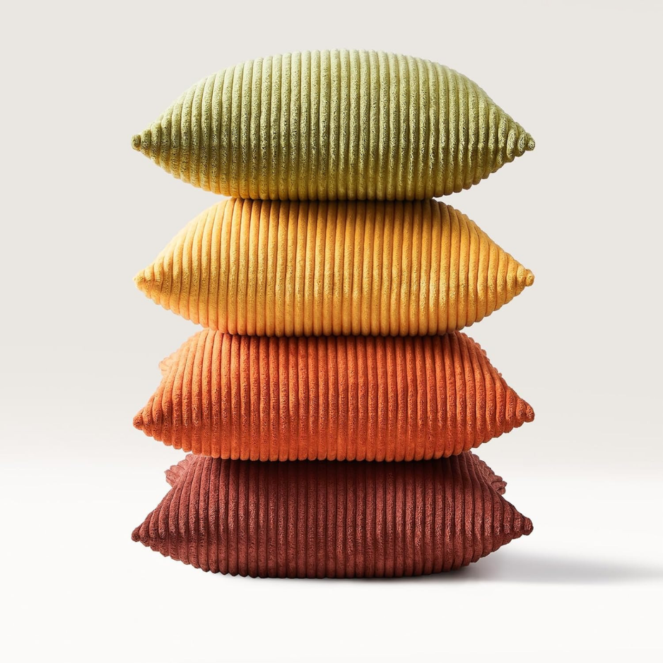 Fall Burnt Orange Decorative Throw Pillows Covers 18x18 Inch Set Of 4